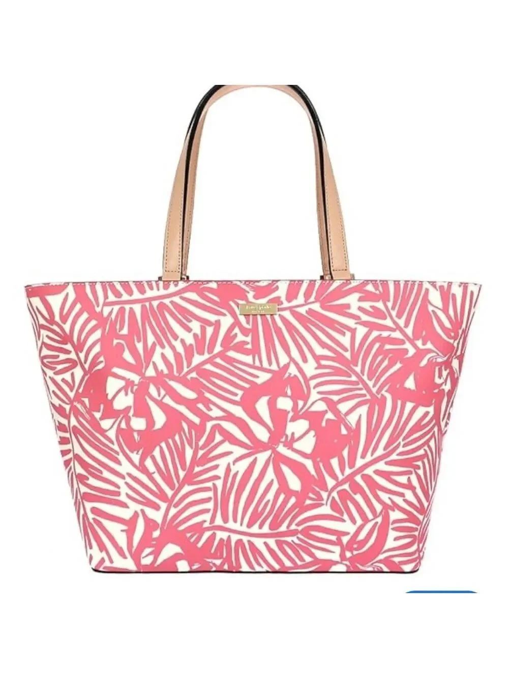 Kate Spade grant street Palm Pink Palm Leaf Print large leather Tote bag